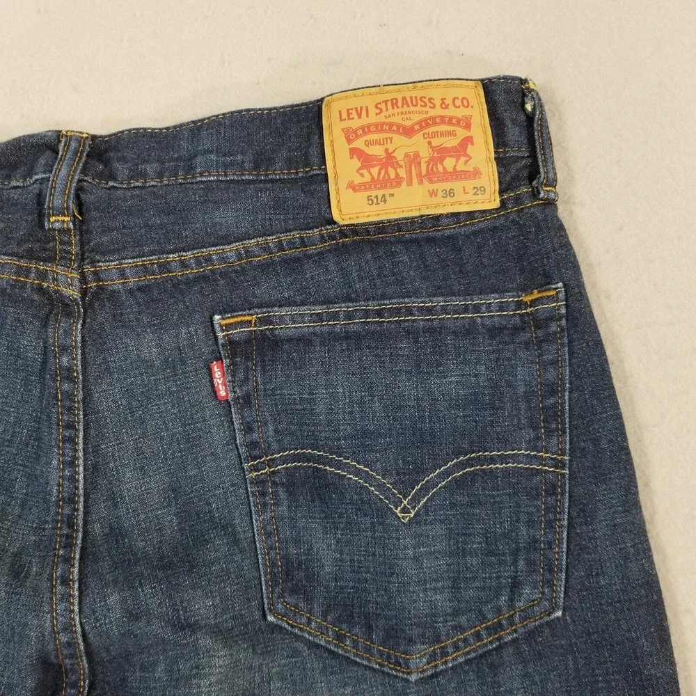 Levi's 514 jeans men's 36x29 relaxed fit straight blue denim pants retro